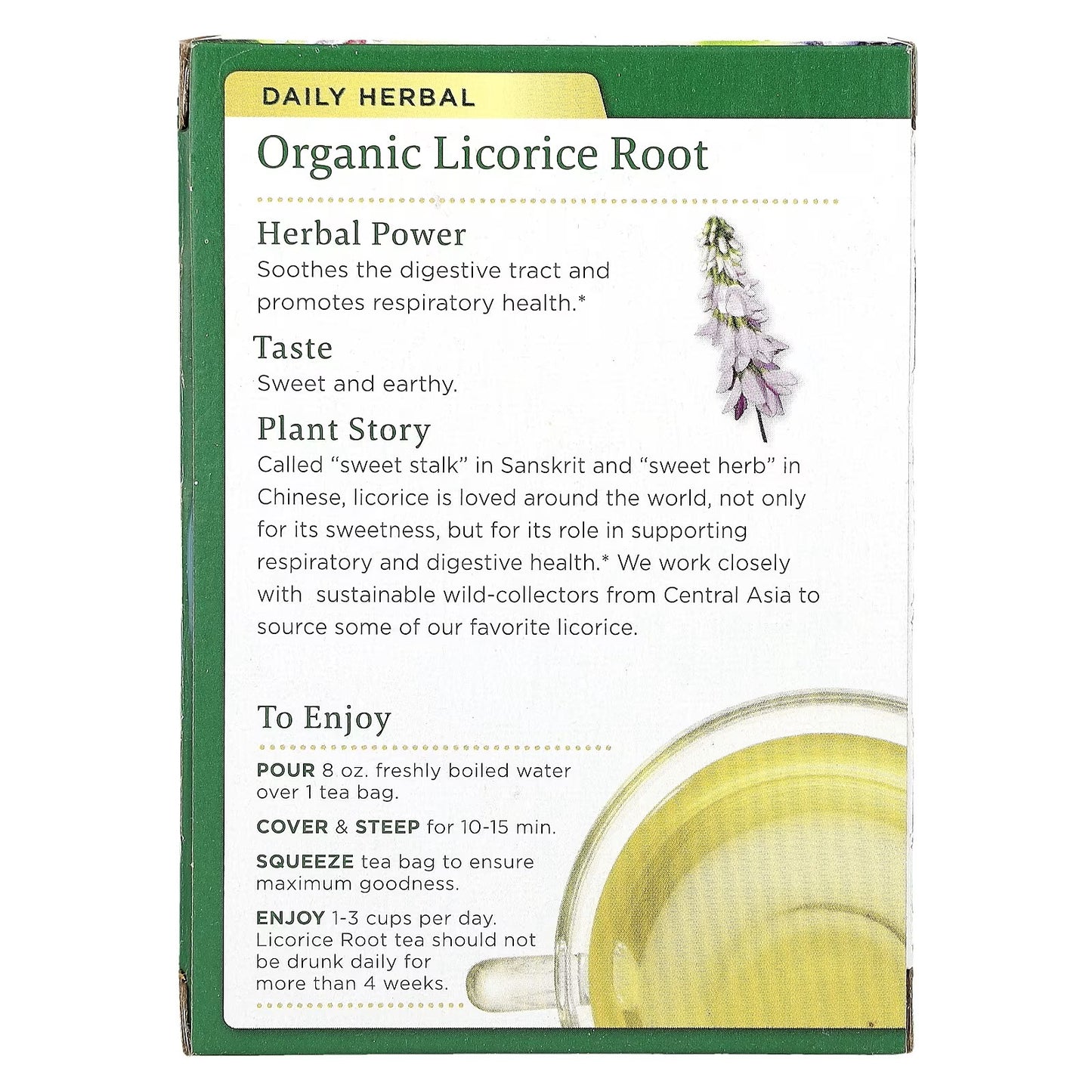 Traditional Medicinals, Organic Licorice Root, Caffeine Free, 16 Wrapped Tea Bags, 0.85 oz (24 g)