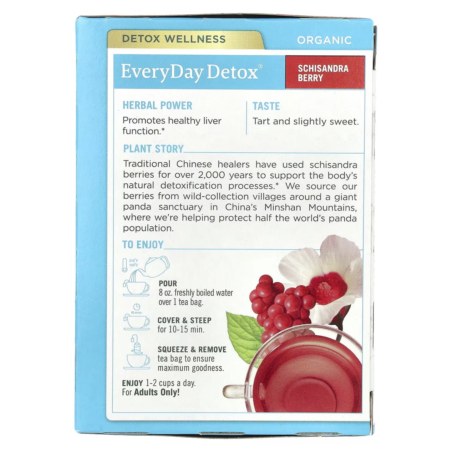 Traditional Medicinals, Organic EveryDay Detox®, Schisandra Berry, Caffeine Free, 16 Wrapped Tea Bags, 0.85 oz (24 g)