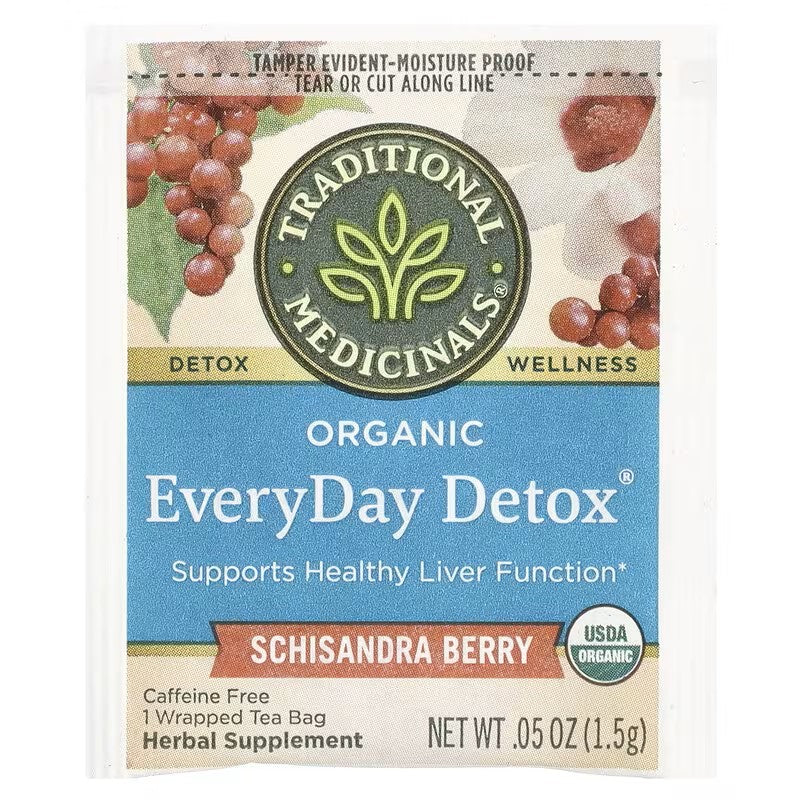 Traditional Medicinals, Organic EveryDay Detox®, Schisandra Berry, Caffeine Free, 16 Wrapped Tea Bags, 0.85 oz (24 g)