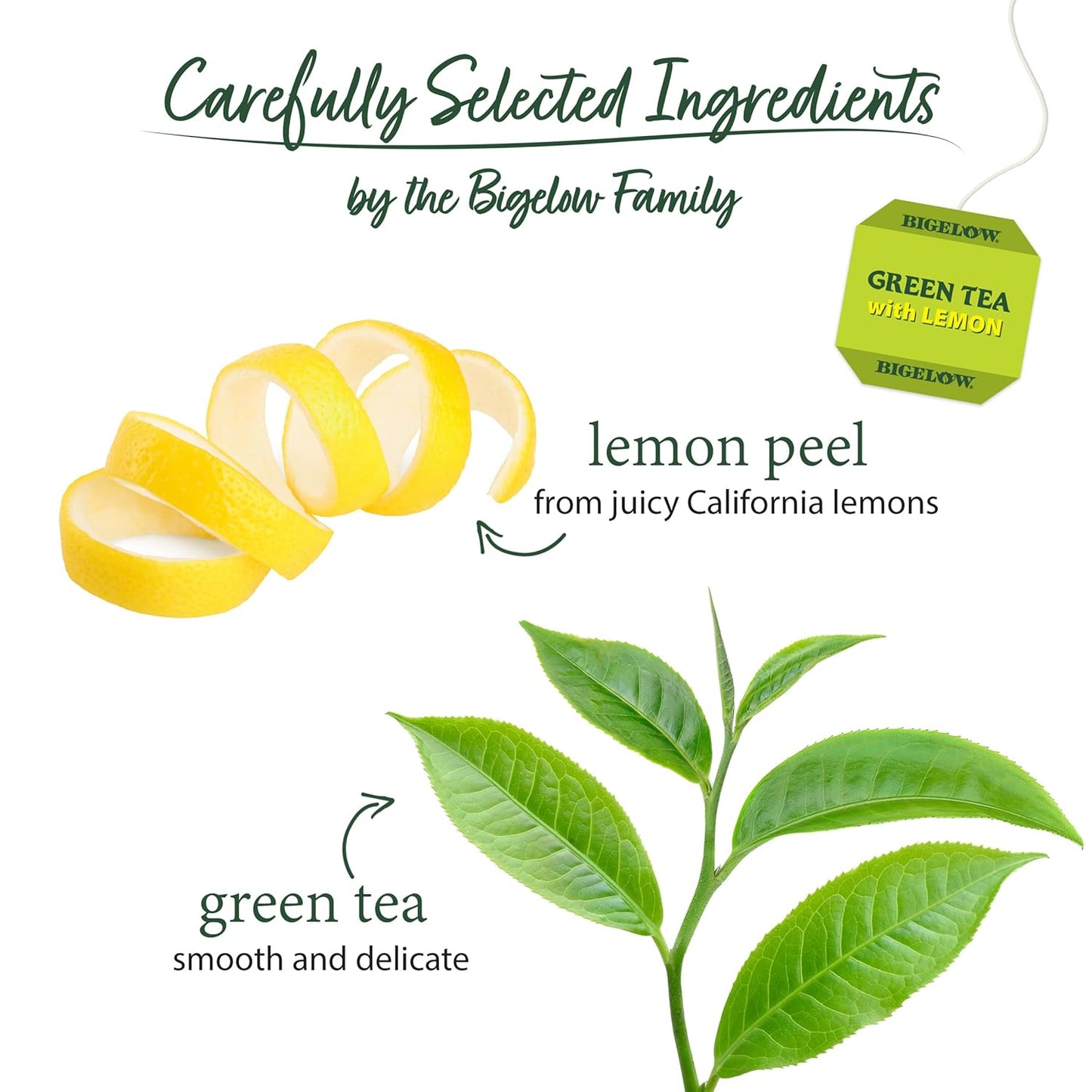 Bigelow Tea, Green Tea with Lemon, Caffeinated, 20 Tea Bags (25 g)