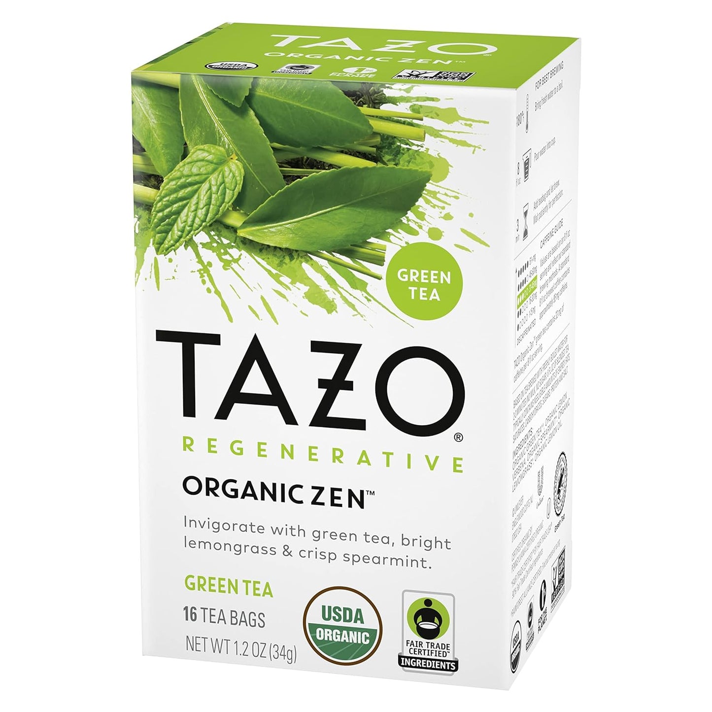 Tazo Regenarative Organic Zen, Green Tea, 16 Tea Bags