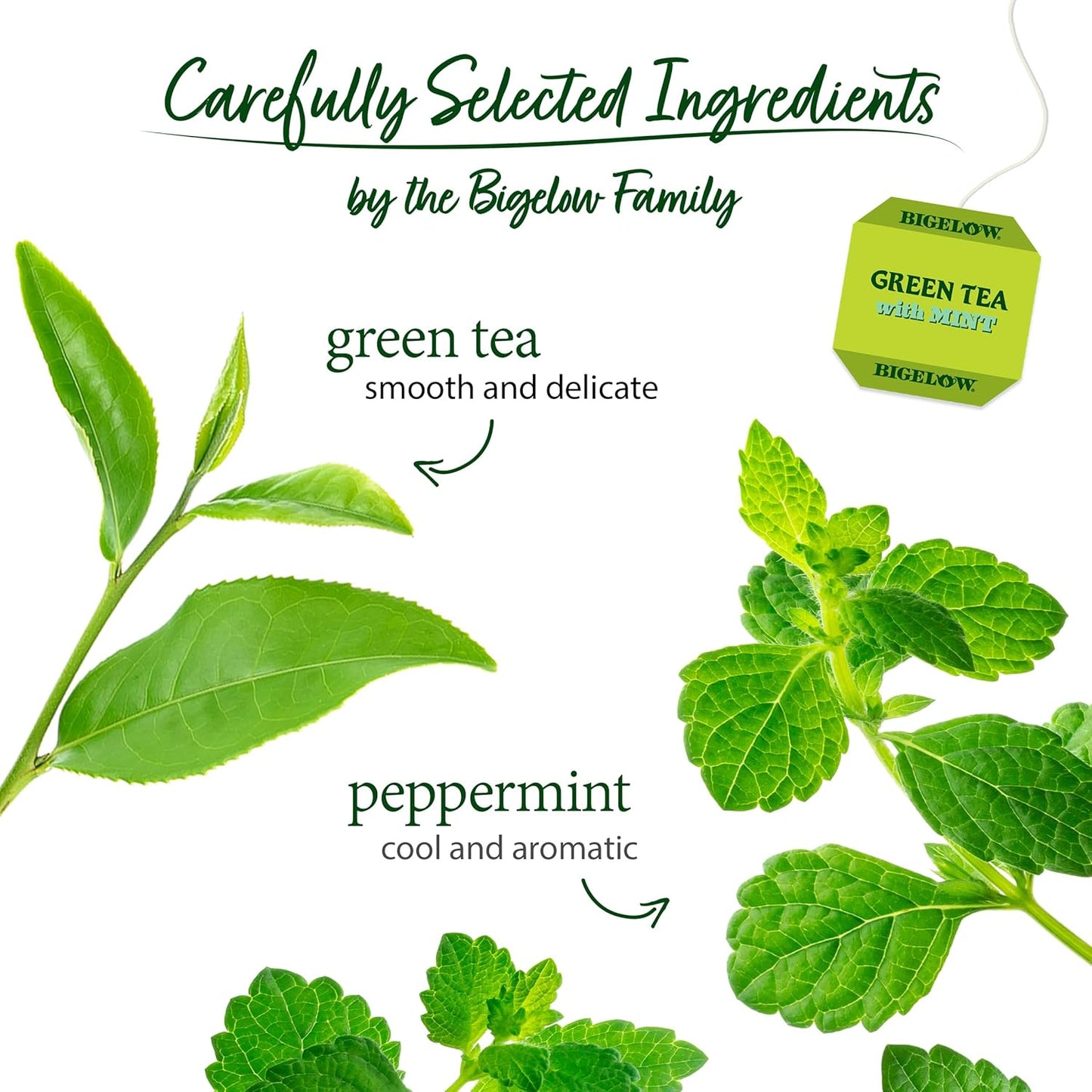 Bigelow Tea, Green Tea with Mint, Caffeinated, 20 Tea Bags (25 g)