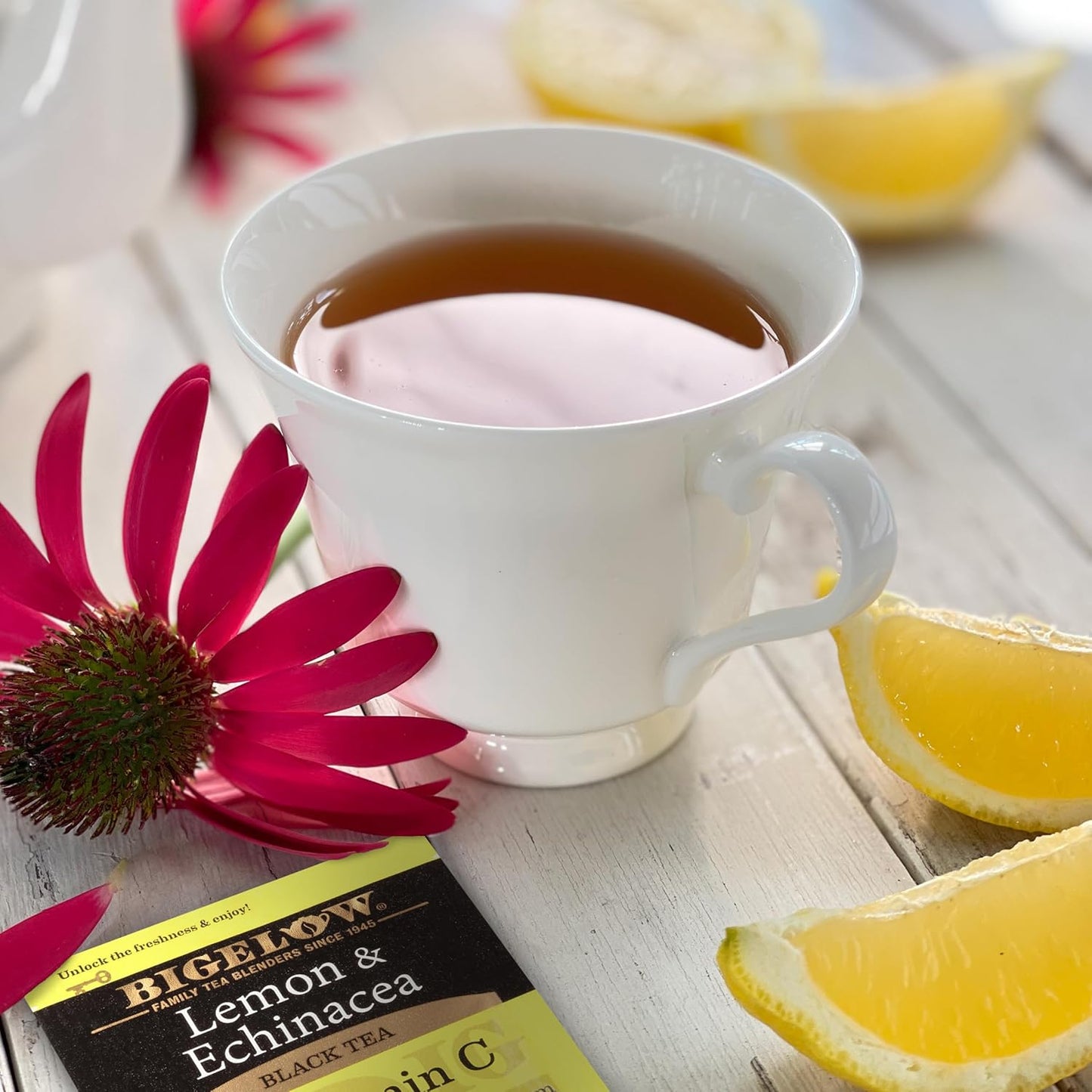 Bigelow Tea, Lemon & Echinacea Plus Vitamin C Black Tea, Caffeinated, 18 Tea Bags (34 g)