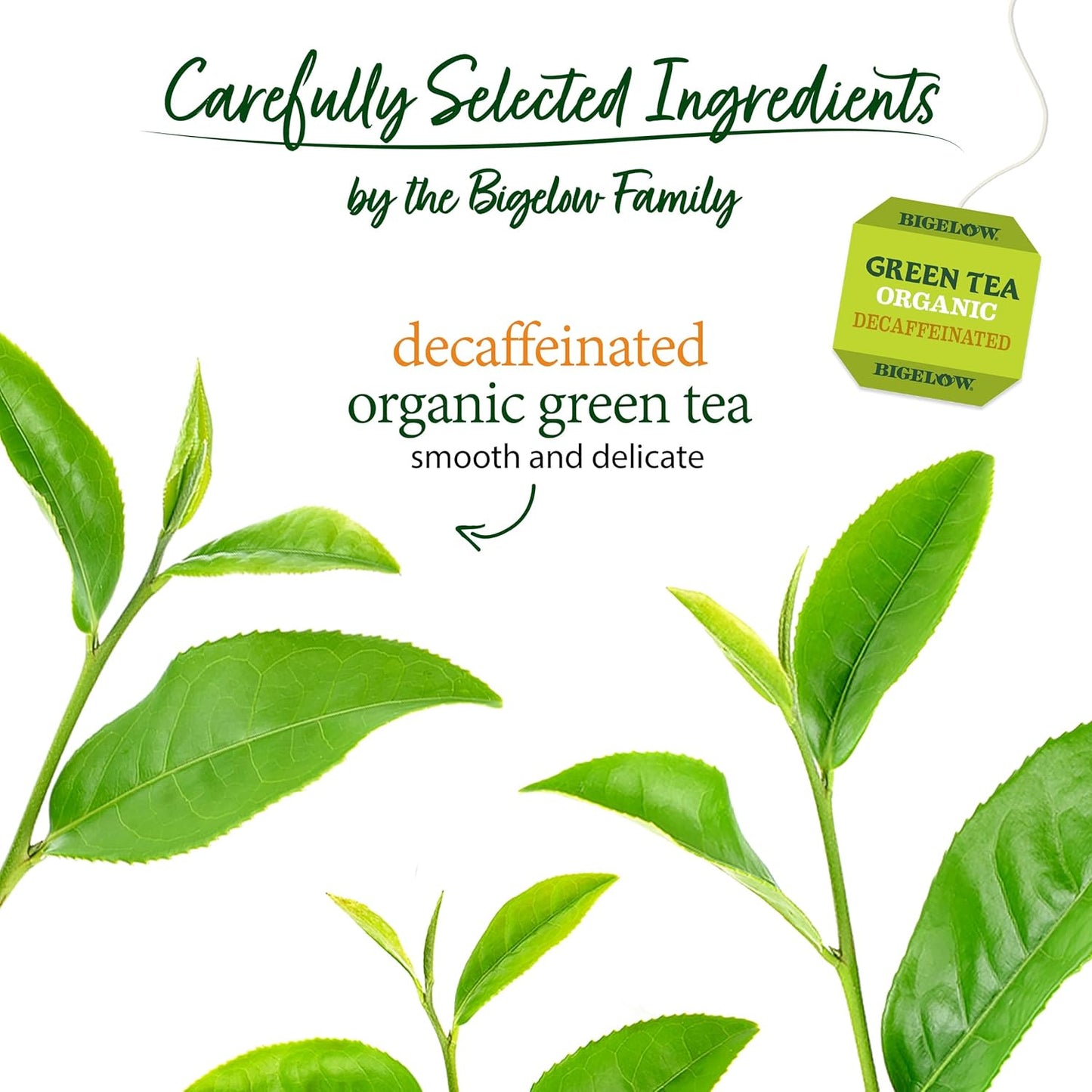Bigelow Tea, Certified Organic Decaffeinated Green Tea, 40 Tea Bags (49 g)