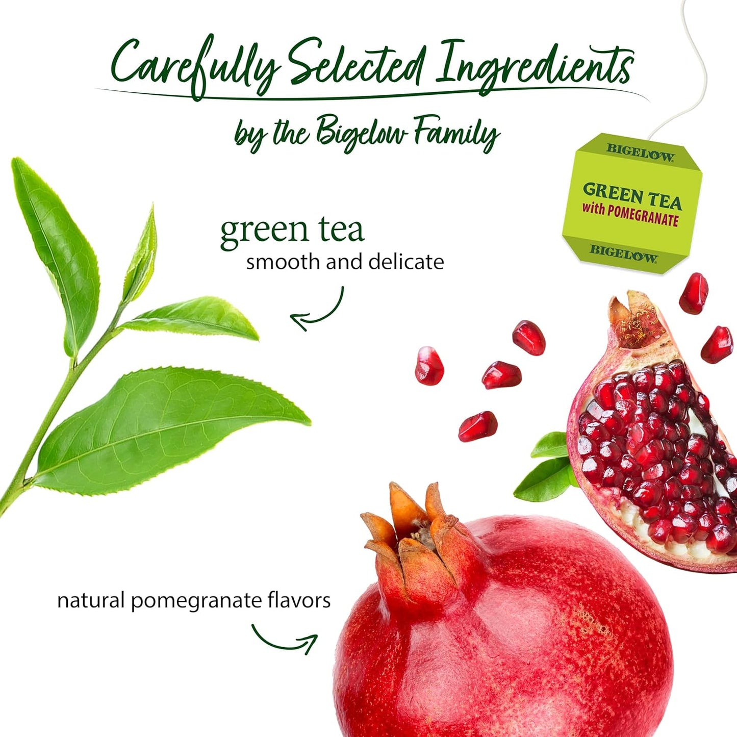 Bigelow Tea, Green Tea with Pomegranate, Caffeinated, 20 Tea Bags (38 g)