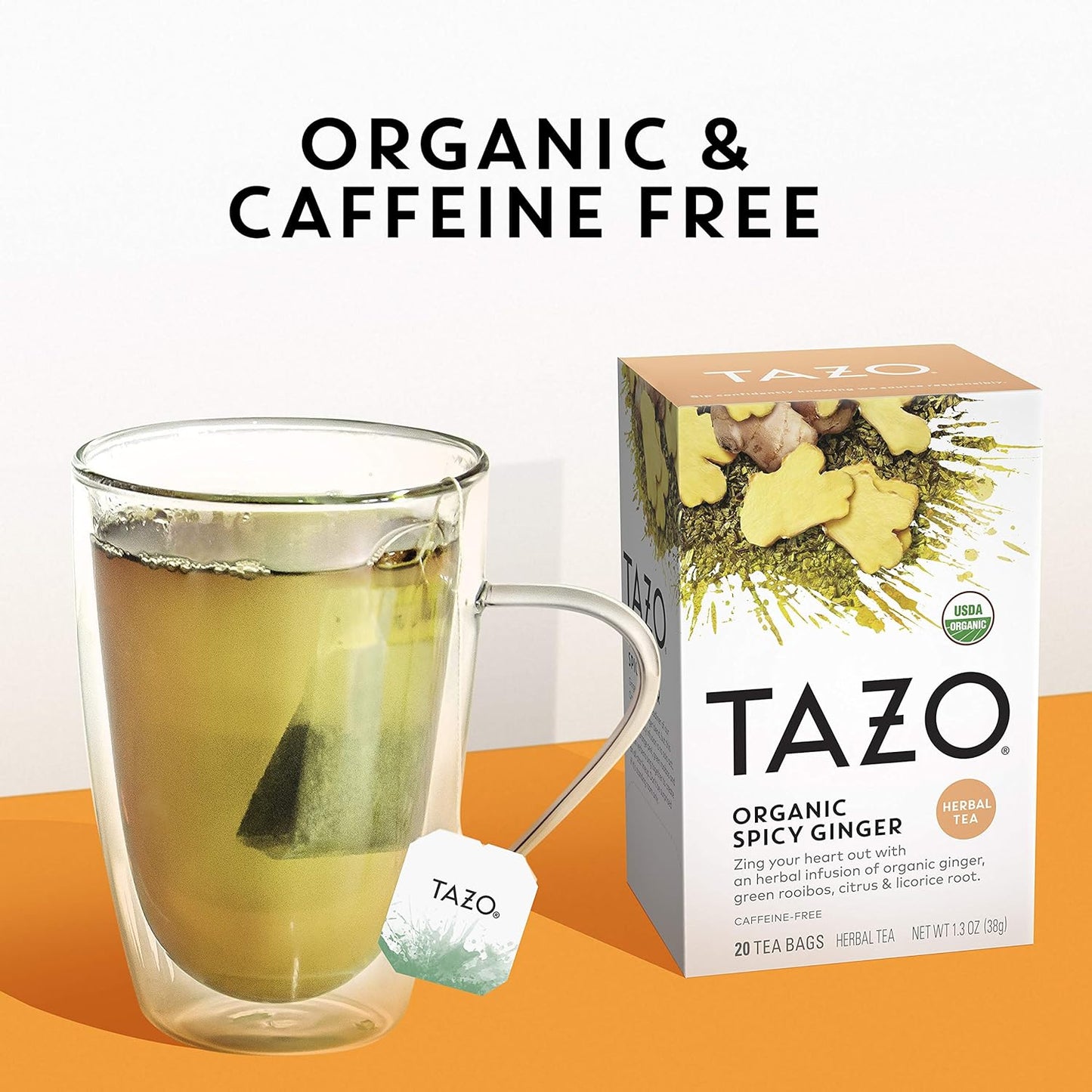 Tazo Herbal Tea, Organic Spicy Ginger, 20 count