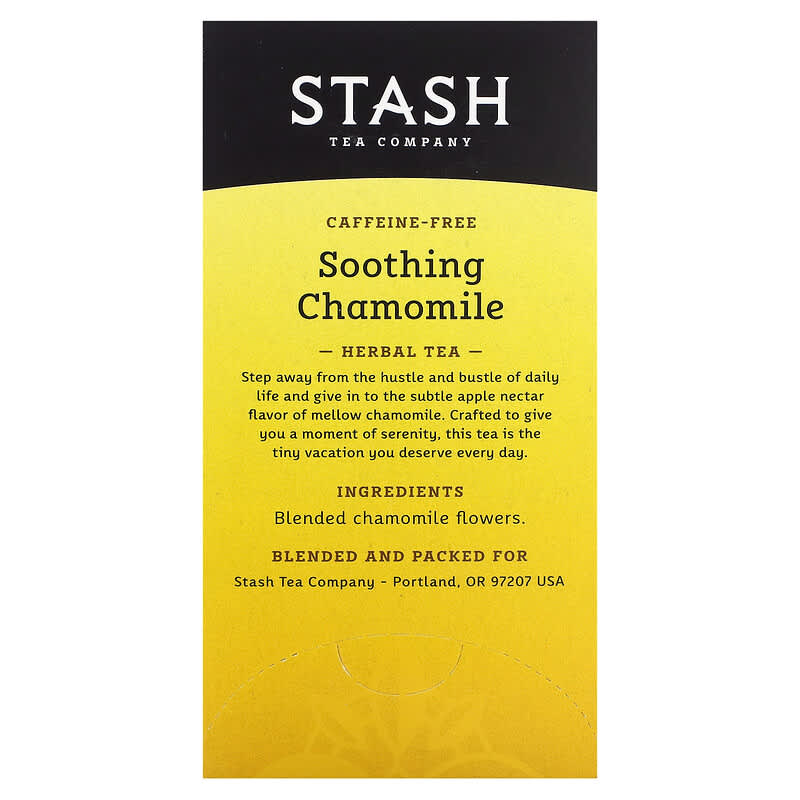 Stash Tea, Herbal Tea, Soothing Chamomile, Caffeine-Free, 20 Tea Bags, 0.6 oz (18 g)