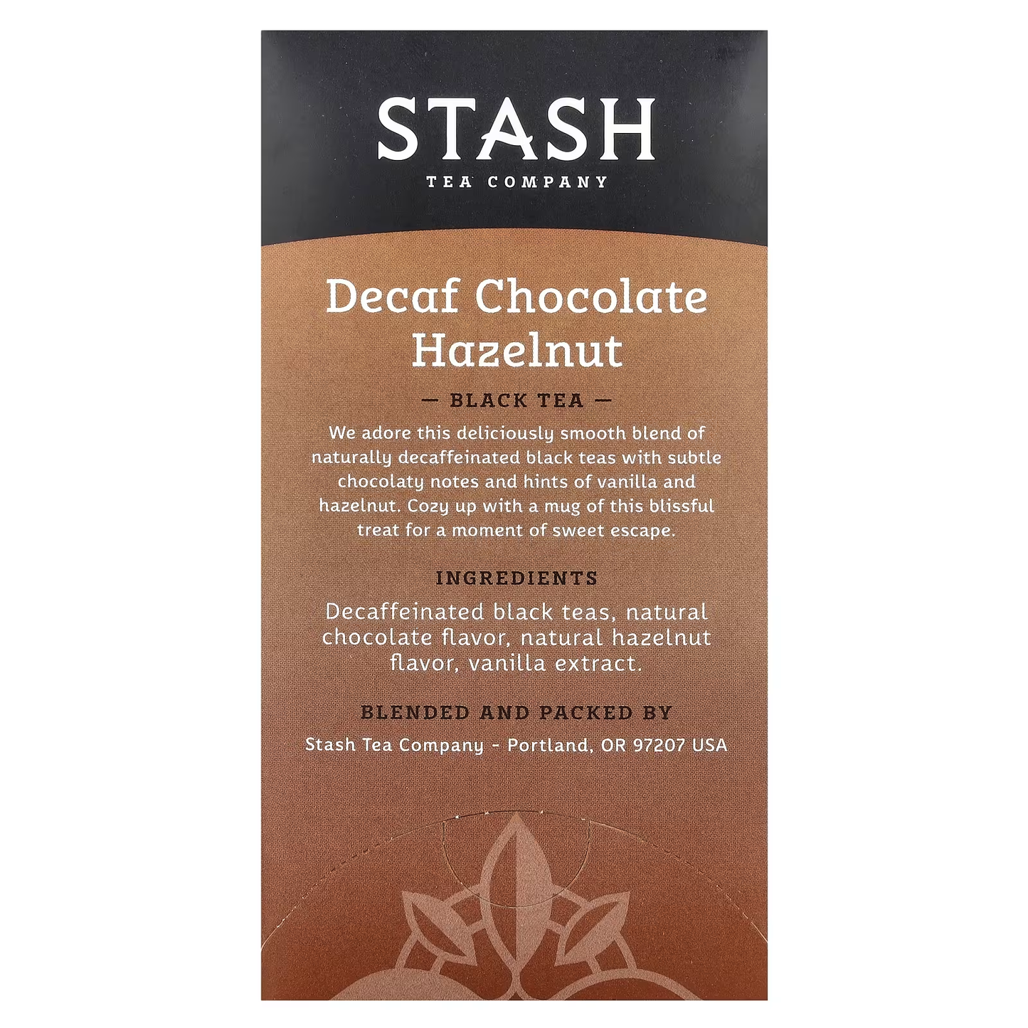 Stash Tea, Black Tea, Chocolate Hazelnut, Decaf, 18 Tea Bags, 1.2 oz (36 g)