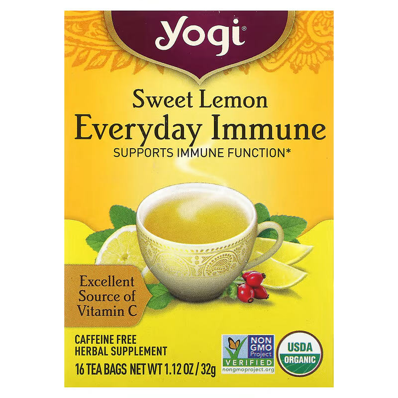 Yogi Tea, Sweet Lemon Everyday Immune, Caffeine Free, 16 Tea Bags