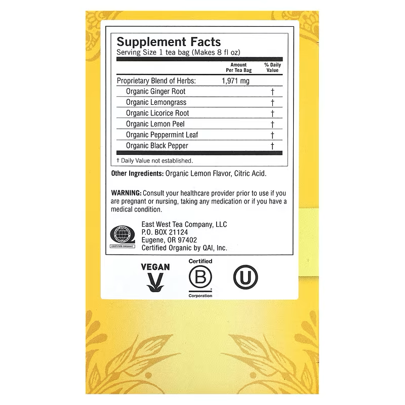 Yogi Tea, Lemon Ginger, Caffeine Free, 16 Tea Bags