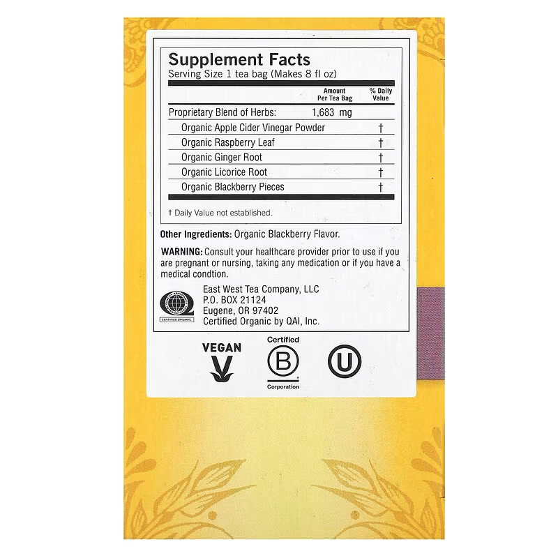 Yogi Tea, Digestive Awakening, Blackberry Apple Cider Vinegar, Caffeine Free 16 Tea Bags