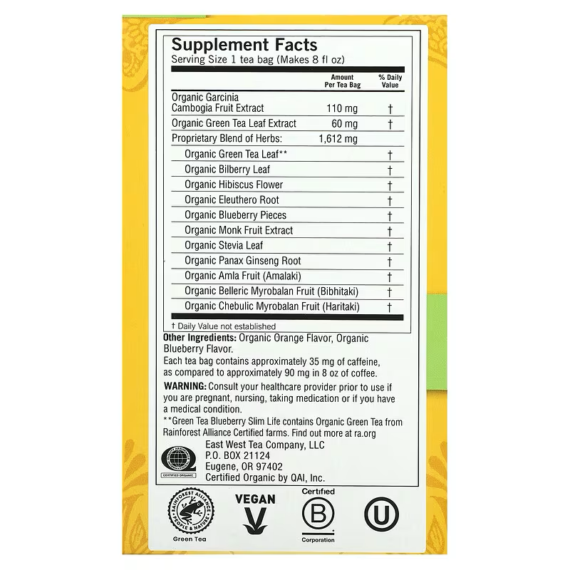 Yogi Tea, Green Tea Blueberry Slim Life, 16 Tea Bags