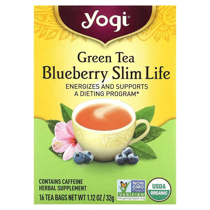 Yogi Tea, Green Tea Blueberry Slim Life, 16 Tea Bags