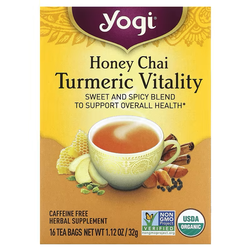 Yogi Tea, Turmeric Vitality, Honey Chai, Caffeine Free, 16 Tea Bags