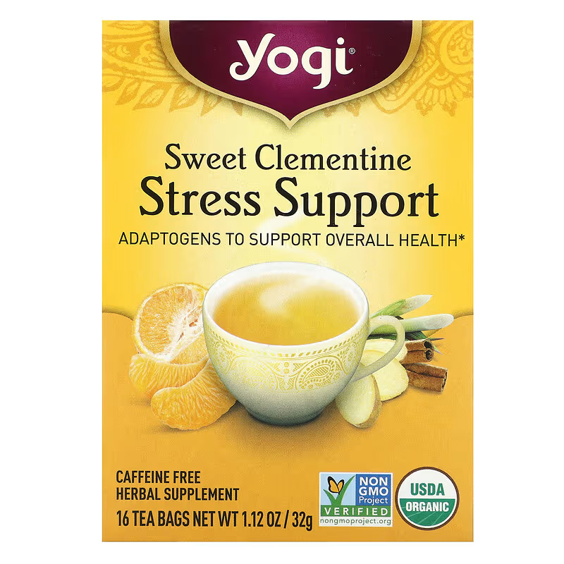 Yogi Tea, Stress Support, Sweet Clementine, Caffeine Free, 16 Tea Bags
