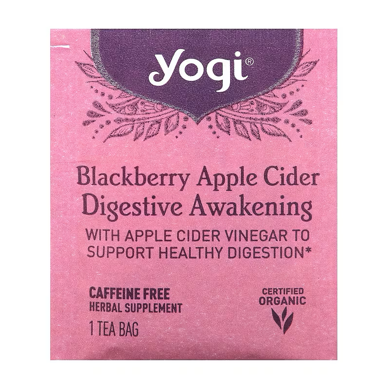 Yogi Tea, Digestive Awakening, Blackberry Apple Cider Vinegar, Caffeine Free 16 Tea Bags