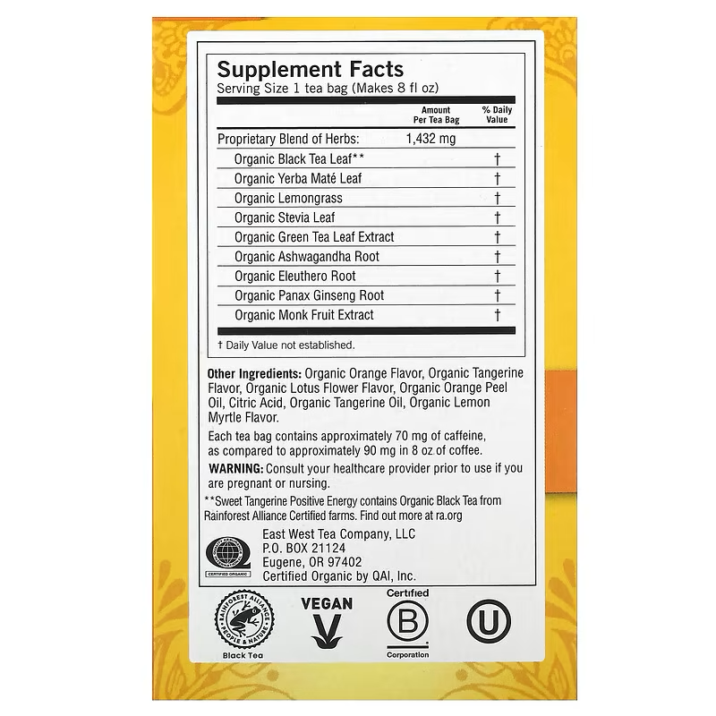 Yogi Tea, Positive Energy, Sweet Tangerine, 16 Tea Bags