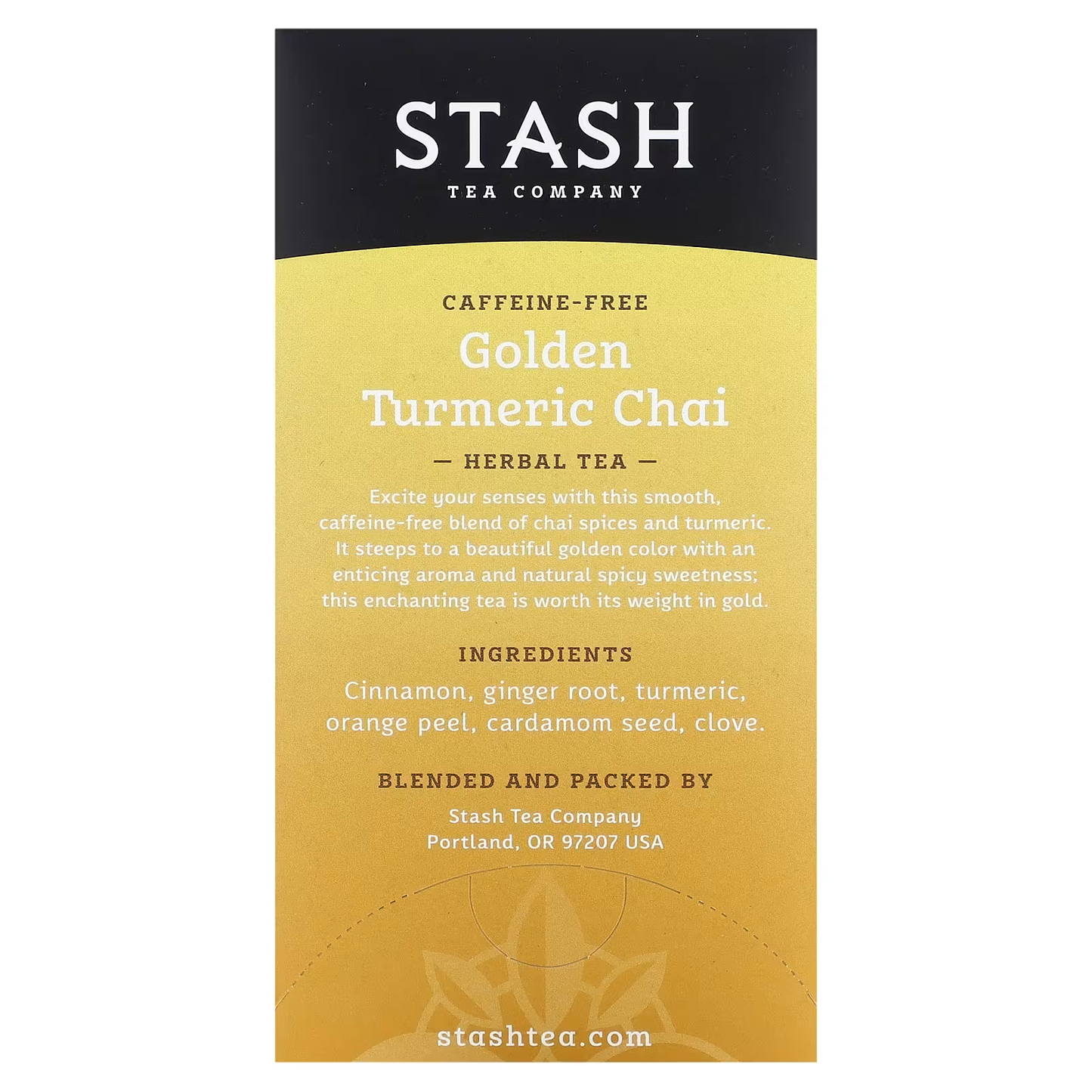 Stash Tea, Herbal Tea, Golden Turmeric Chai, Caffeine-Free, 18 Tea Bags, 1.2 oz (36 g)