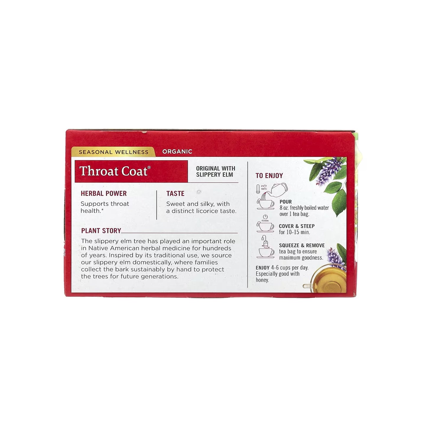 Traditional Medicinals, Organic Throat Coat®, Original with Slippery Elm, Caffeine Free, 48 Wrapped Tea Bags, 3.38 oz (96 g)