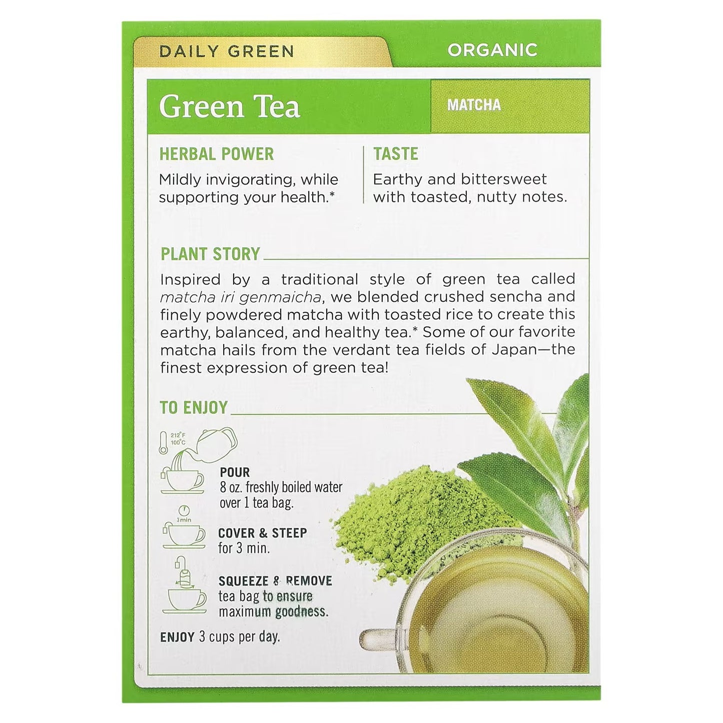 Traditional Medicinals, Organic Green Tea with Toasted Rice, Matcha, 16 Wrapped Tea Bags, 0.85 oz (24 g)