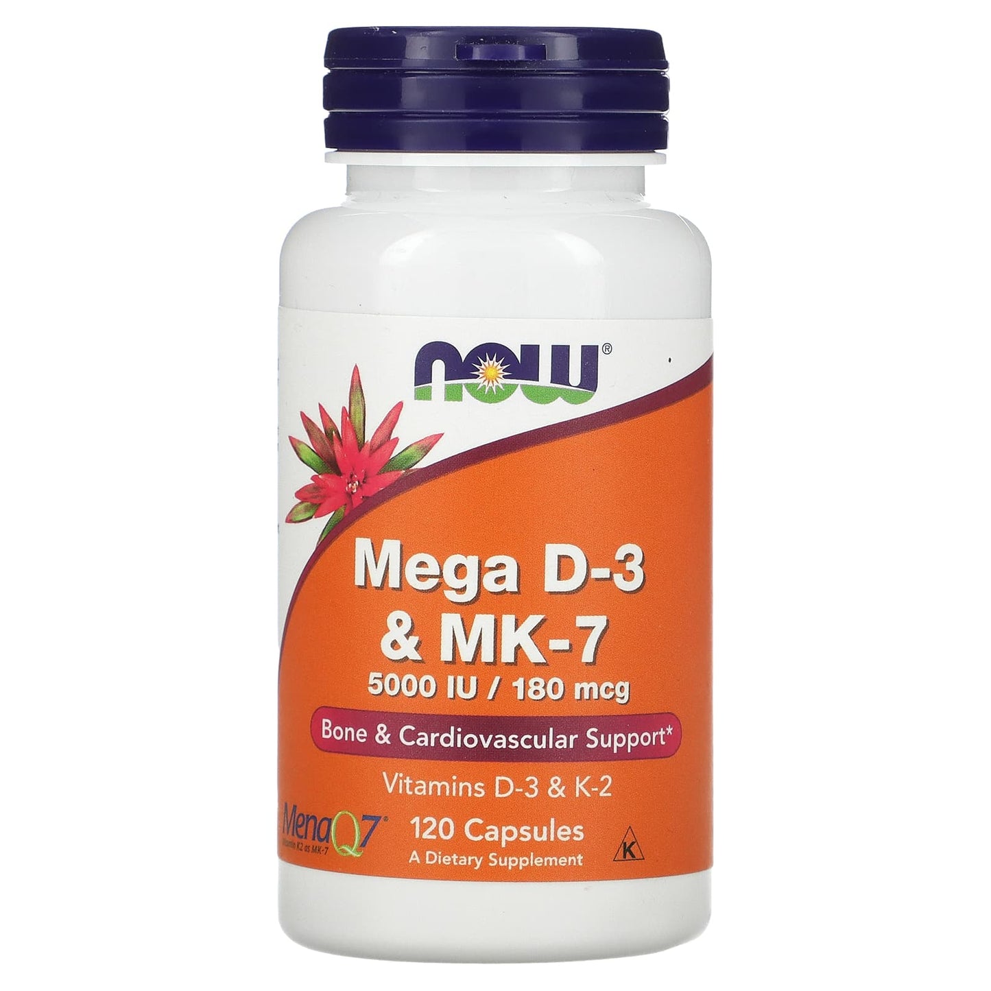 NOW Foods, Mega D-3 & MK-7, 5,000 IU / 180 mcg