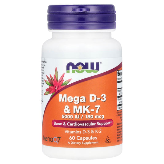 NOW Foods, Mega D-3 & MK-7, 5,000 IU / 180 mcg