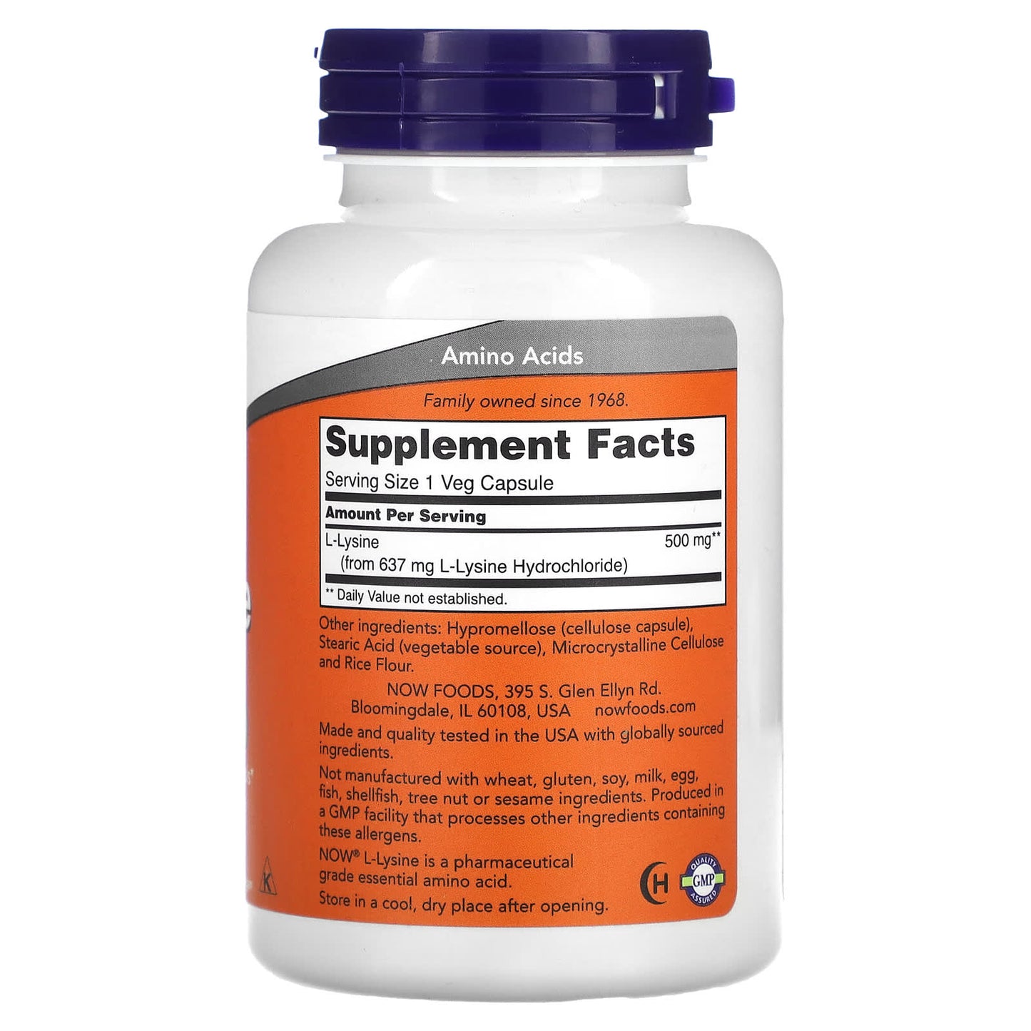 NOW Foods, L-Lysine, 500 mg, Veg Capsules