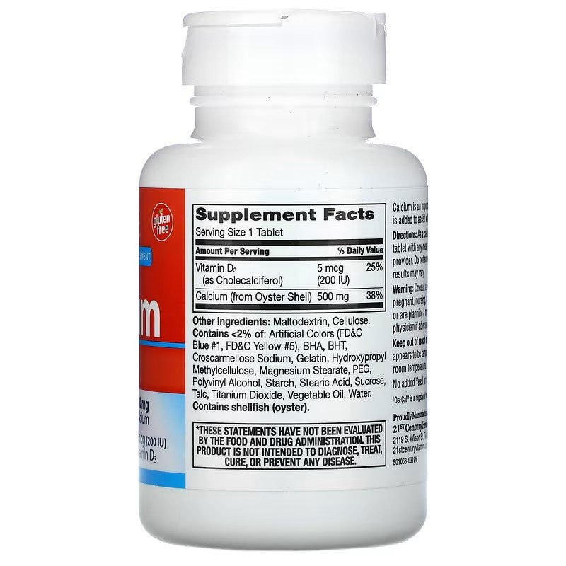 21st Century, Calcium 500 + D3, 5 mcg (200 IU)
