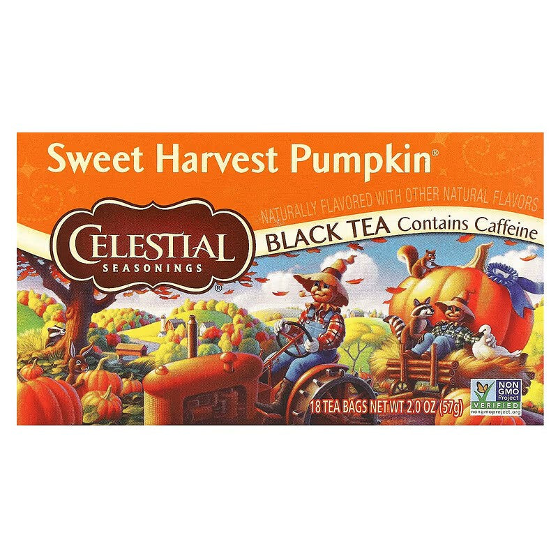 Celestial Seasonings, Black Tea, Sweet Harvest Pumpkin, 18 Tea Bags
