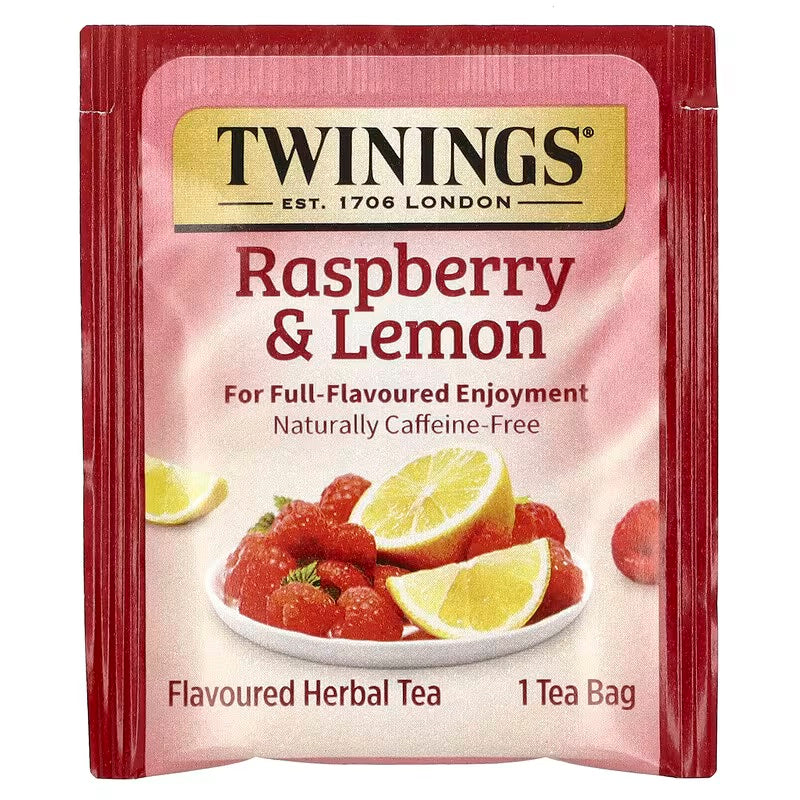 Twinings, Herbal Tea, Raspberry & Lemon, Caffeine-Free, 20 Tea Bags