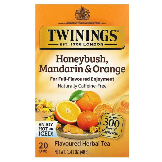 Twinings, Flavored Herbal Tea, Honeybush, Mandarin & Orange, Caffeine Free, 20 Tea Bags