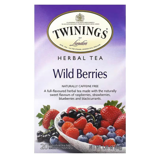 Twinings, Herbal Tea, Wild Berries, Caffeine Free, 20 Tea Bags