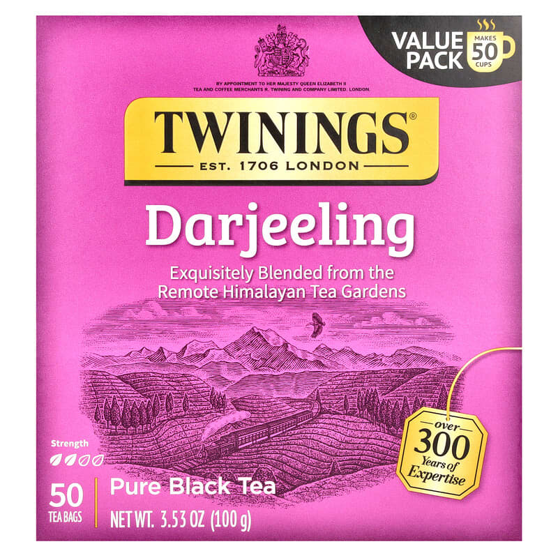 Twinings, Pure Black Tea, Darjeeling, 50 Tea Bags