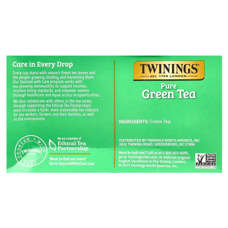 Twinings, Pure Green Tea, 50 Tea Bags