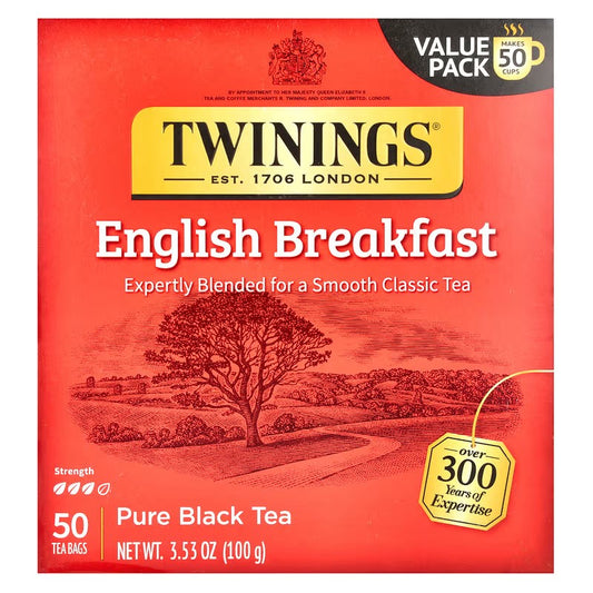 Twinings, Pure Black Tea, English Breakfast, 50 Tea Bags