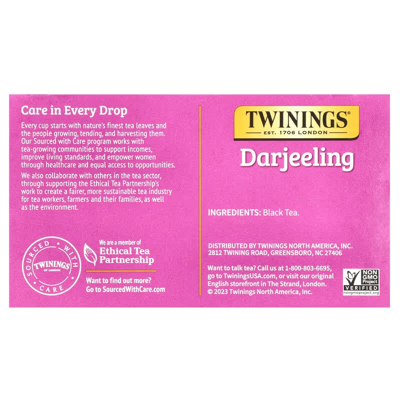 Twinings, Pure Black Tea, Darjeeling, 50 Tea Bags