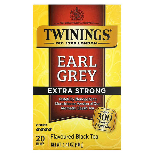 Twinings, Black Tea, Earl Grey, Extra Strong, 20 Tea Bags