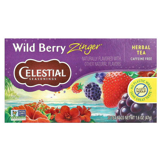 Celestial Seasonings, Herbal Tea, Wild Berry Zinger®, Caffeine Free, 20 Tea Bags