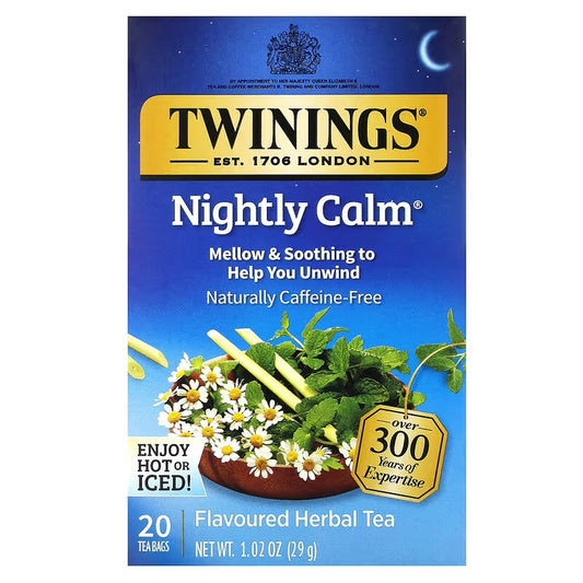 Twinings, Flavored Herbal Tea, Nightly Calm, Caffeine Free, 20 Tea Bags