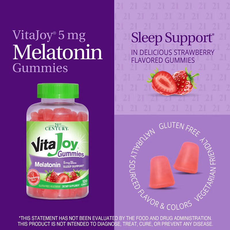 21st Century, VitaJoy Melatonin Gummies, 5 mg, 120 Gummies (2.5 mg per Gummy)