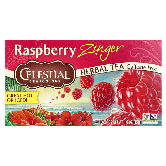 Celestial Seasonings, Herbal Tea, Raspberry Zinger®, Caffeine Free, 20 Tea Bags
