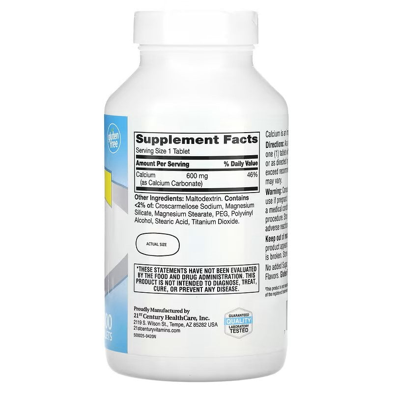 21st Century, Calcium Supplement , 600 mg