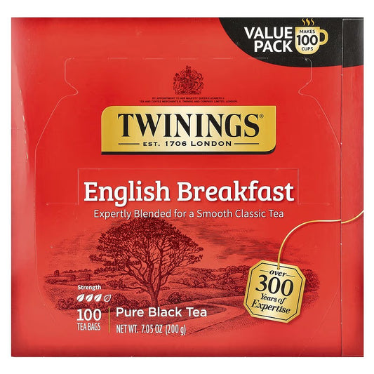 Twinings, Pure Black Tea, English Breakfast, 100 Tea Bags