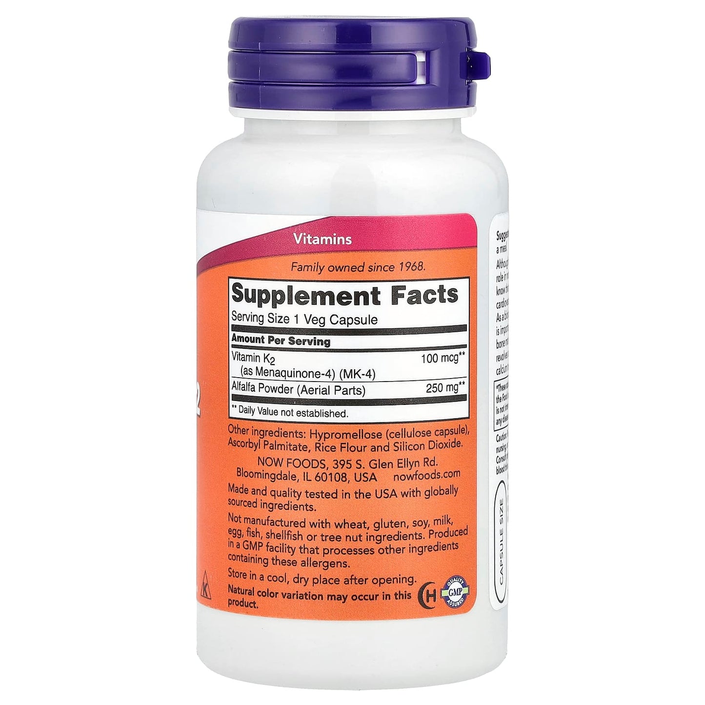 NOW Foods, Vitamin K-2, 100 mcg