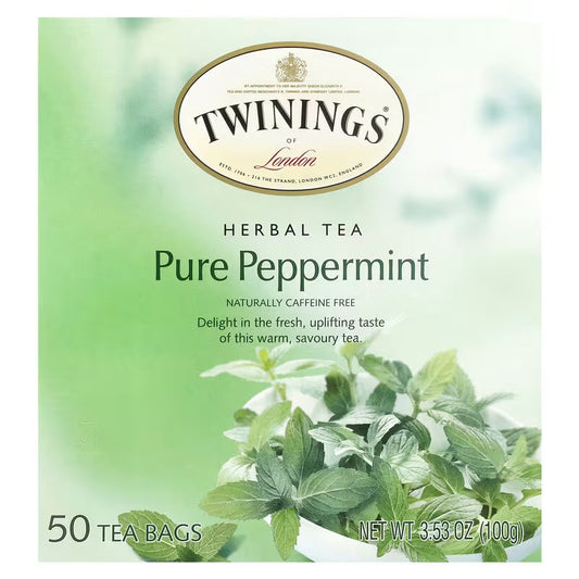 Twinings, Herbal Tea, Pure Peppermint, Caffeine Free, 50 Tea Bags