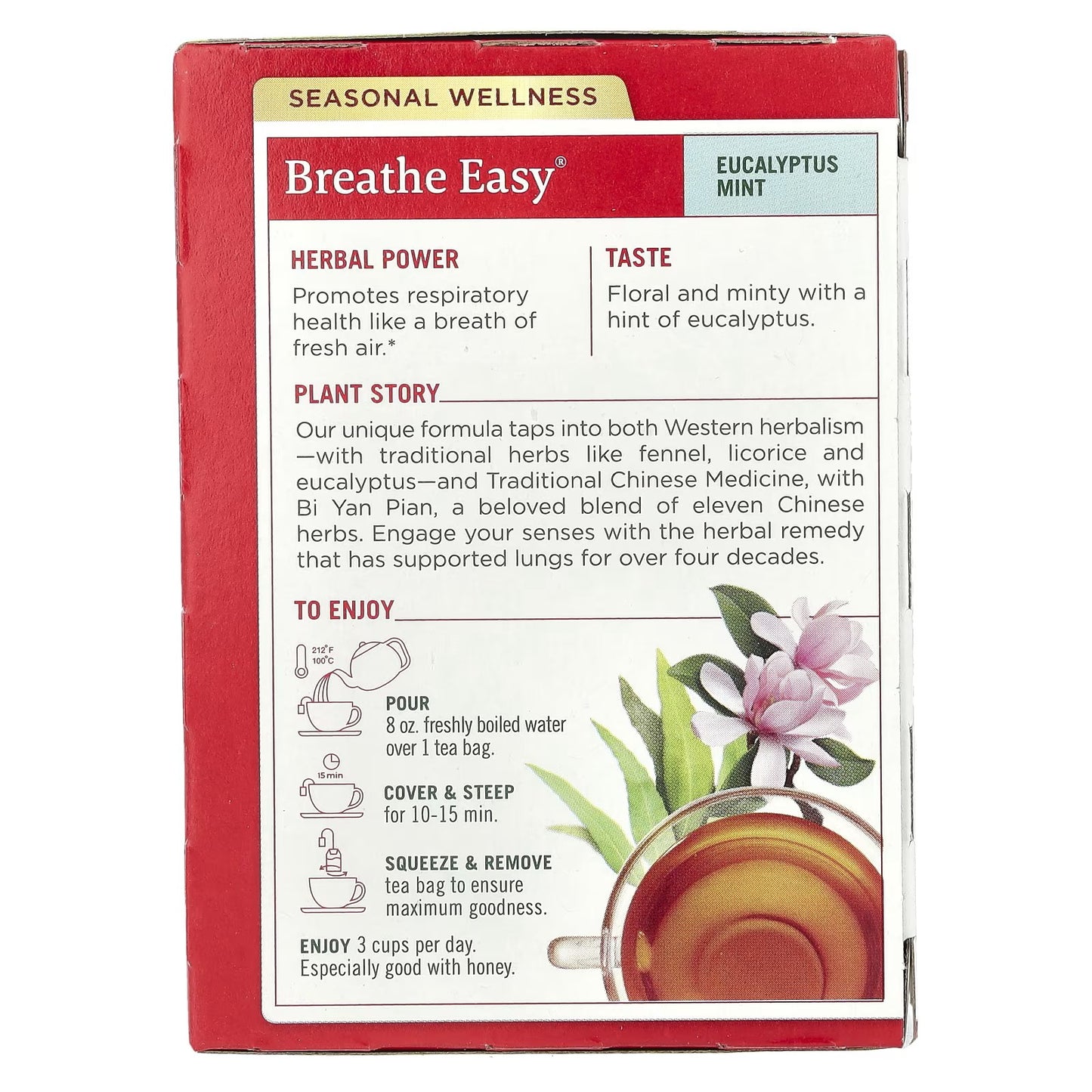 Traditional Medicinals, Breathe Easy®, Eucalyptus Mint, Caffeine Free, 16 Wrapped Tea Bags, 0.85 oz (24 g)