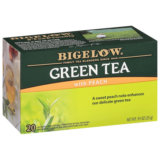 Bigelow Tea, Green Tea with Peach, Caffeinated, 20 Tea Bags (25 g)
