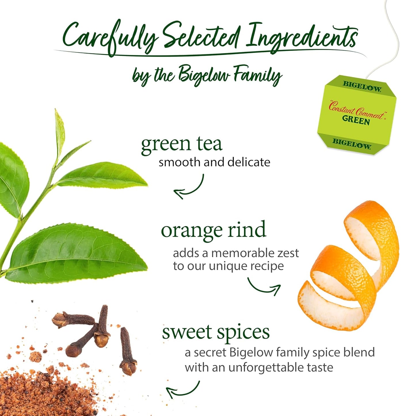 Bigelow Tea, Constant Comment Green Tea, Caffeinated, 20 Tea Bags (33 g)