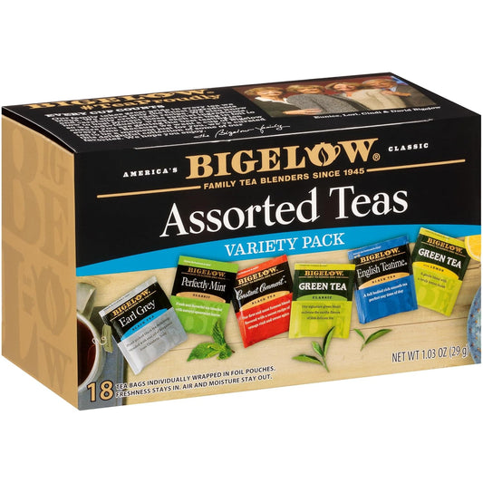 Bigelow Tea, Assorted Collection Black and Green Tea, Caffeinated, 18 Tea Bags (29 g)