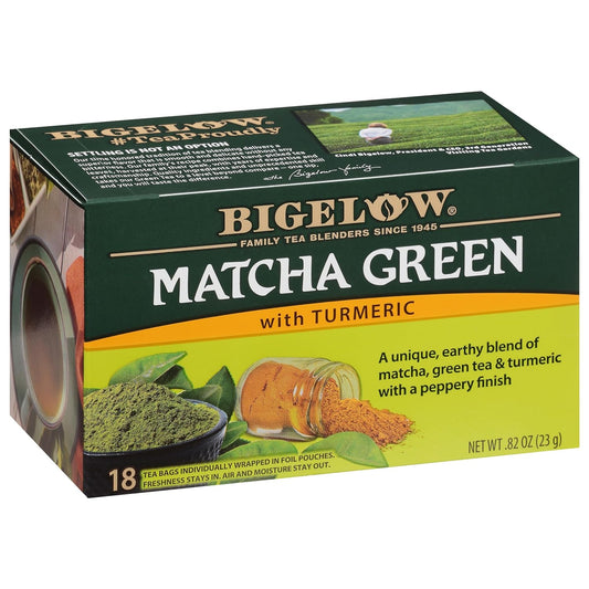 Bigelow Tea, Match Green Tea with Turmeric, Caffeinated, 18 Tea Bags (23 g)